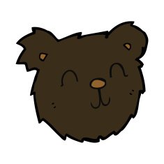 cartoon happy black bear face N4