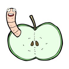 Cartoon Apple With Worm N51