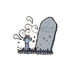 Cartoon Zombie Rising From Grave N26