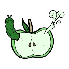 cartoon apple with bug N24