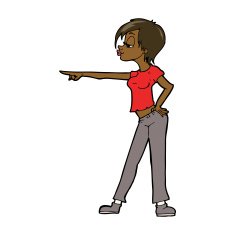 cartoon hip woman pointing N8