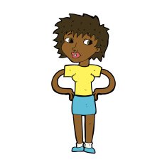 cartoon woman with hands on hips N164