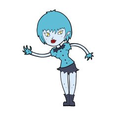 cartoon vampire girl welcoming N8