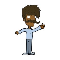 cartoon waving mustache man N8