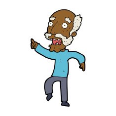 cartoon frightened old man N31