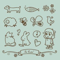 Cute Little Girl Doodle Drawings N2