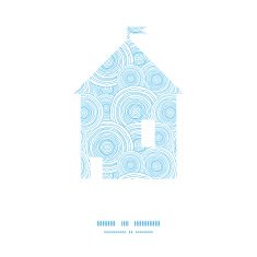 Vector doodle circle water texture house silhouette pattern frame