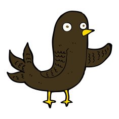 cartoon waving bird N14