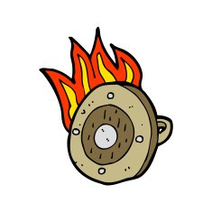 cartoon burning shield N4