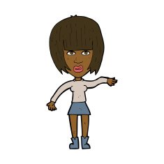 cartoon woman waving away N8
