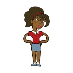 cartoon woman with hands on hips N165