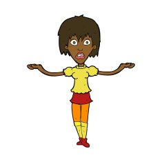cartoon woman shrugging shoulders N362