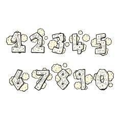 cartoon wooden numbers N8