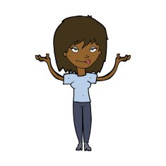 cartoon woman shrugging N44
