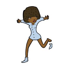 cartoon woman kicking off sock N7