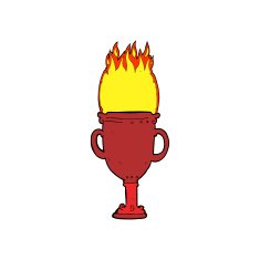 cartoon flaming trophy N4
