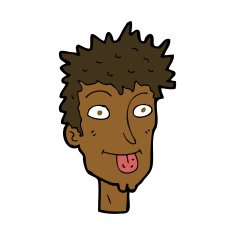 cartoon man sticking out tongue N22