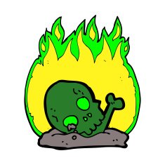 cartoon burning old bones N6