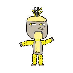 cartoon waving robot N15