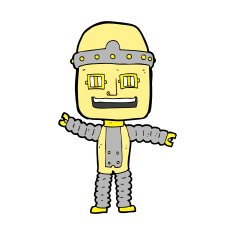 cartoon waving robot N16