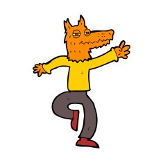 cartoon happy fox man N16
