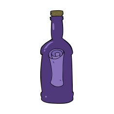 cartoon letter in a bottle N22