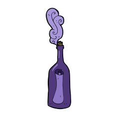 cartoon letter in a bottle N23