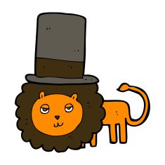cartoon lion in top hat N7