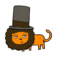 cartoon lion in top hat N8
