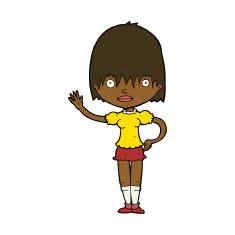 cartoon waving woman N101