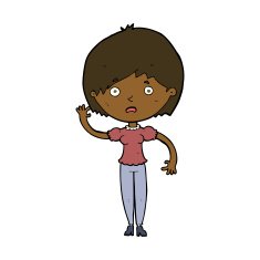 cartoon waving woman N102
