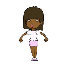 cartoon woman shrugging shoulders N363