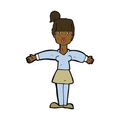 cartoon woman shrugging shoulders N364