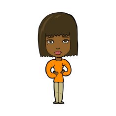 cartoon woman indicating self N7