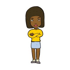cartoon woman with crossed arms N36