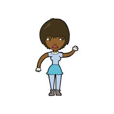 cartoon waving woman N105