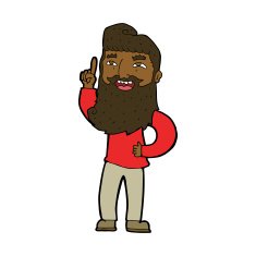 cartoon happy bearded man with idea N8