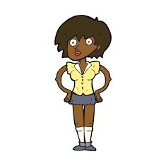 cartoon surprised woman with hands on hips N8