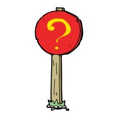cartoon question mark sign post N10