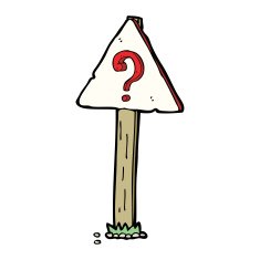 cartoon question mark sign post N12