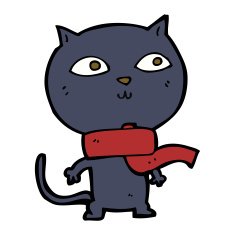 cartoon black cat wearing scarf N4