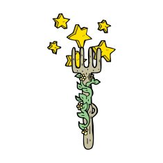 cartoon ornate wooden fork N8