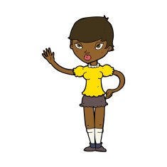Cartoon Woman Waving N255