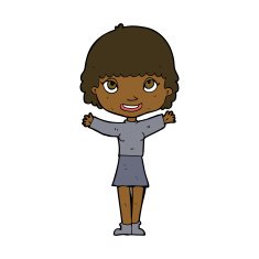 Cartoon Woman Waving N257