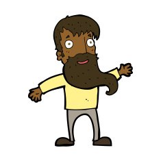 cartoon man with beard waving N8