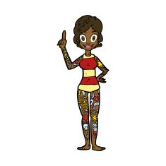 cartoon woman covered in tattoos N8