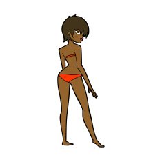 cartoon woman in bikini N44