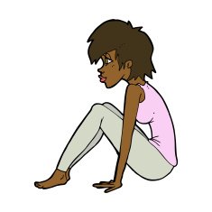 cartoon woman sitting N16