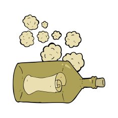 cartoon letter in bottle N8