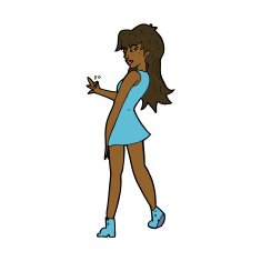 cartoon woman posing in dress N30